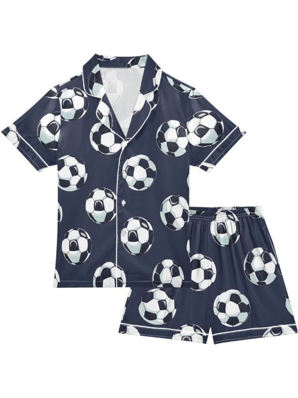 Eiffel Tower Blossom Satin Pajamas Set - Short Sleeve Button Down Summer PJs